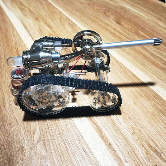 Stirling engine miniature model external combustion power tank car