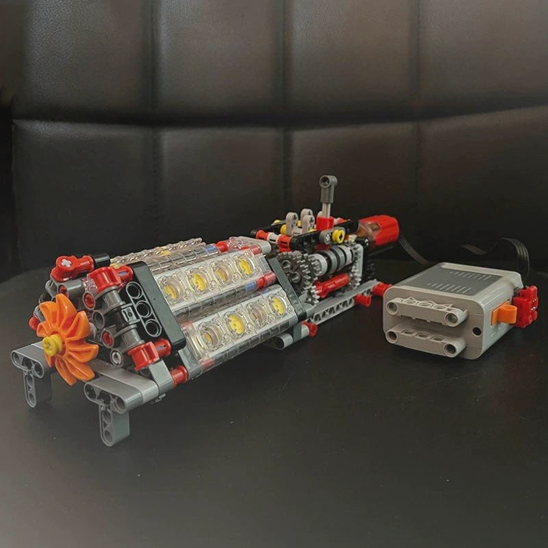 Building blocks, electric engine, V16 engine, MOC gearbox, cylinder, mechanical gear and more