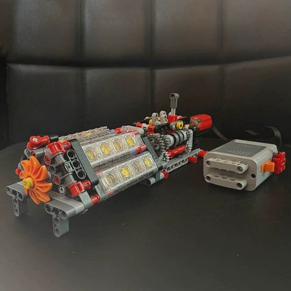 Building blocks, electric engine, V16 engine, MOC gearbox, cylinder, mechanical gear and more