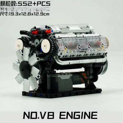 German car engine mechanical building block model electric ornament remote control engine educational toys assembly gift men