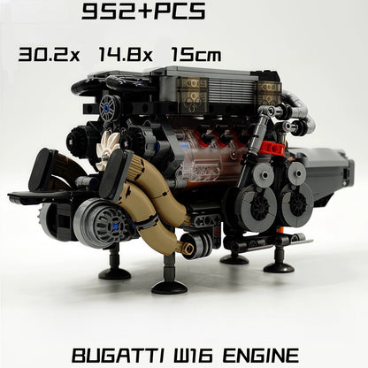 German car engine mechanical building block model electric ornament remote control engine educational toys assembly gift men