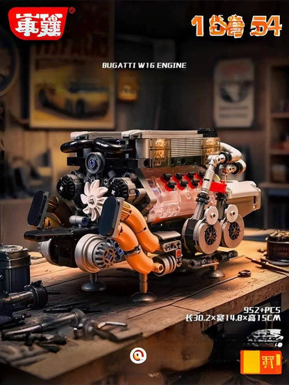German car engine mechanical building block model electric ornament remote control engine educational toys assembly gift men