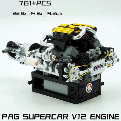 German car engine mechanical building block model electric ornament remote control engine educational toys assembly gift men