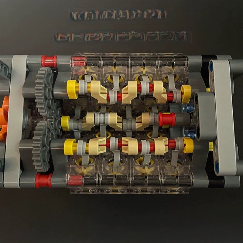 Building blocks, electric engine, V16 engine, MOC gearbox, cylinder, mechanical gear and more