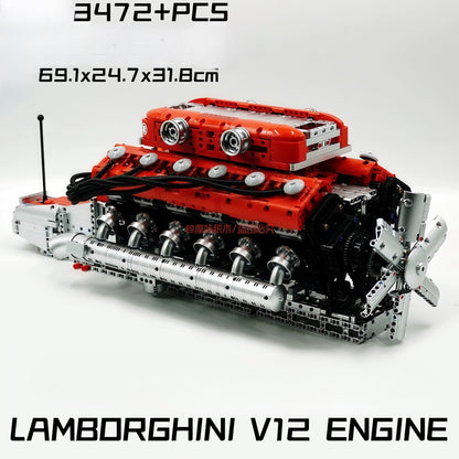 German car engine mechanical building block model electric ornament remote control engine educational toys assembly gift men