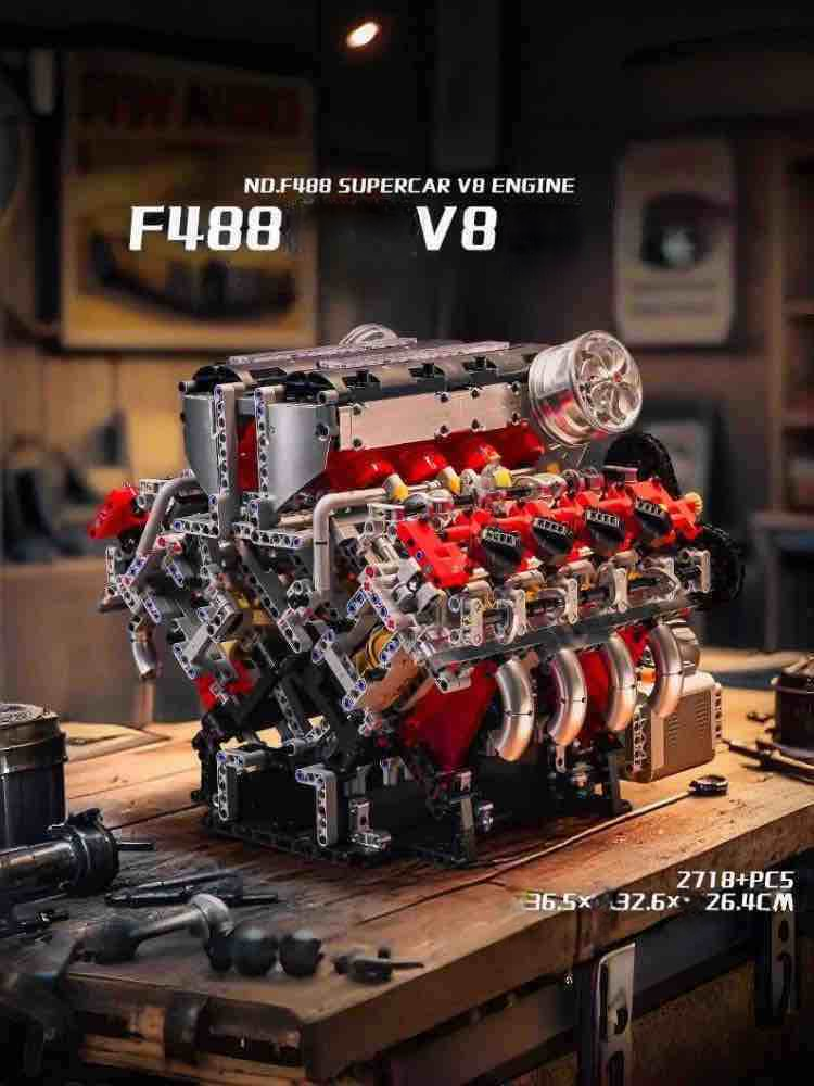 German car engine mechanical building block model electric ornament remote control engine educational toys assembly gift men