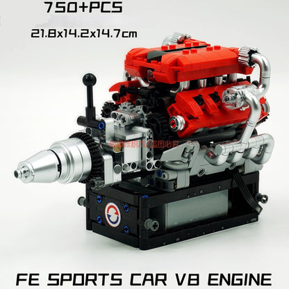 German car engine mechanical building block model electric ornament remote control engine educational toys assembly gift men