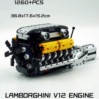 German car engine mechanical building block model electric ornament remote control engine educational toys assembly gift men