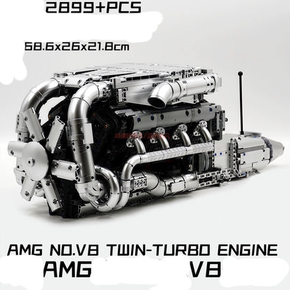German car engine mechanical building block model electric ornament remote control engine educational toys assembly gift men