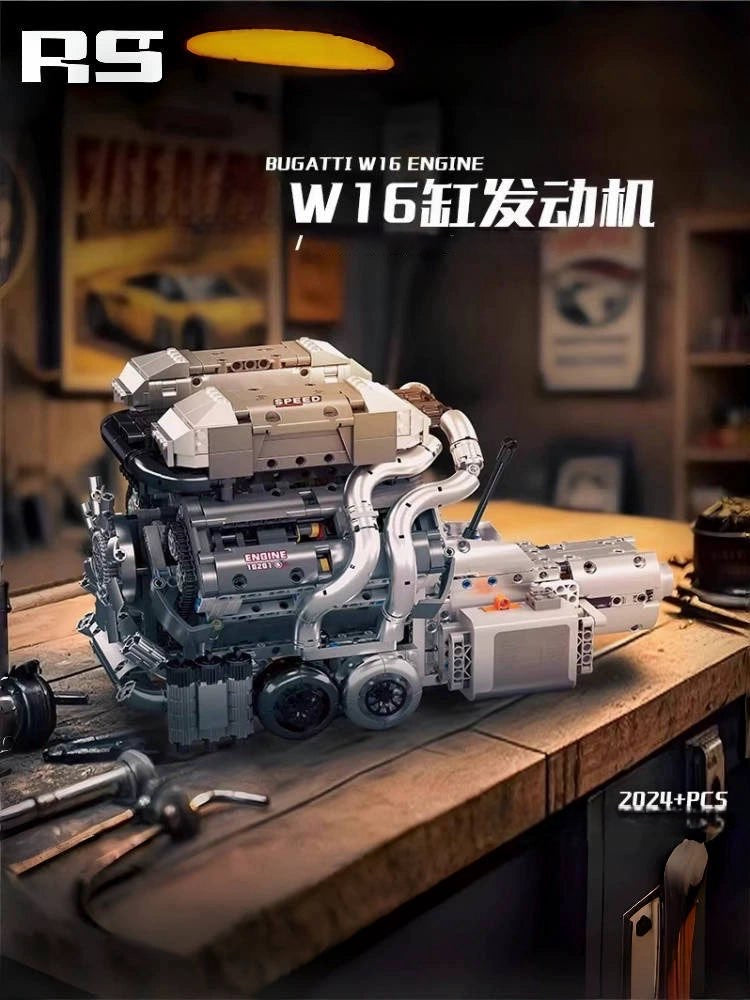 German car engine mechanical building block model electric ornament remote control engine educational toys assembly gift men