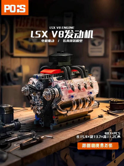 German car engine mechanical building block model electric ornament remote control engine educational toys assembly gift men