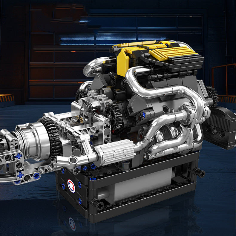 V8 engine engine model mechanical assembly building blocks